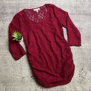 Maternity Tunic Lace Top size Medium in Burgundy